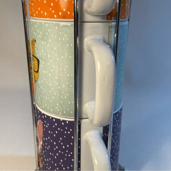 Stacking kitty cat Swifty mugs in stainless steel mug holder - Picture 2 of 16